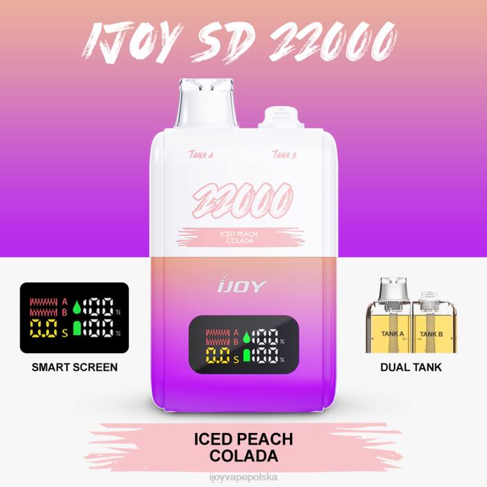 iJOY Vape Flavors - iJOY SD 22000 jednorazowe 8XFT155 mrożona kolada brzoskwiniowa